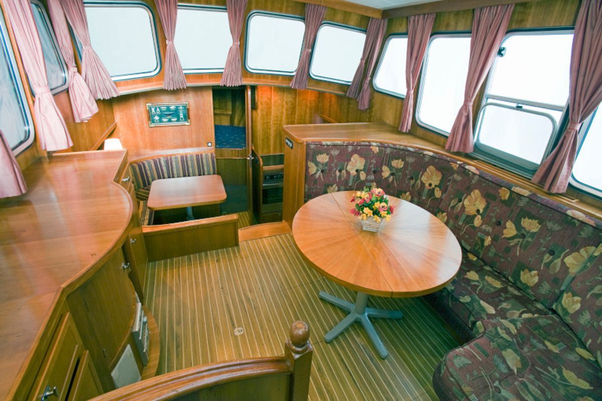 Salon of Drait 39, a De Drait Classicline 1300 motorboat at Drachten, Netherlands