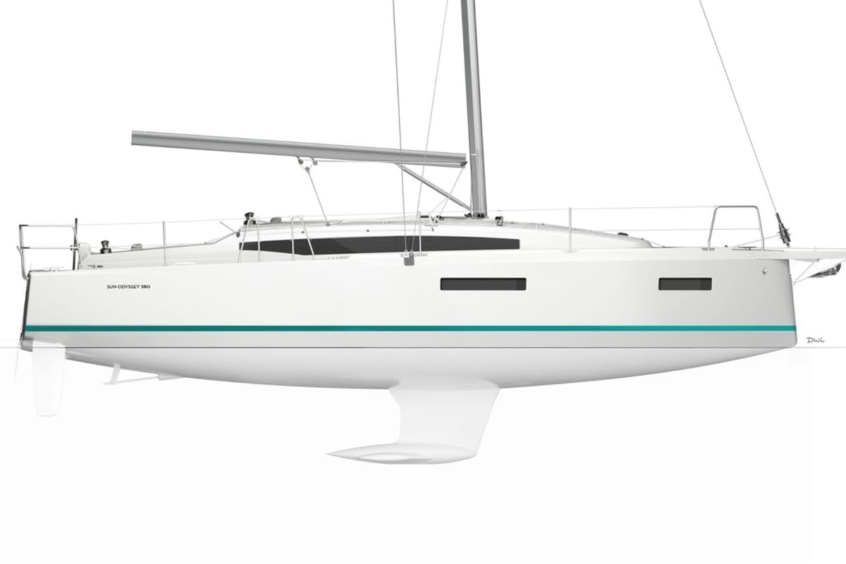 Exterior view of Sunsail 38.0 Classic, a Jeanneau Sun Odyssey 380 sailboat at Municipal Unit of Lefkada, Greece
