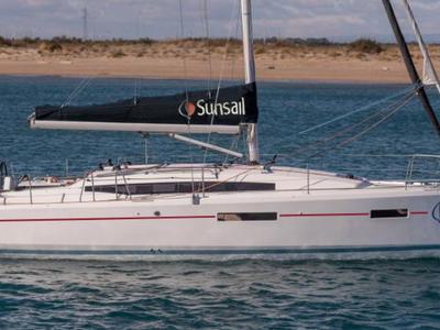 Exterior view of Sunsail 38.0 Classic, a Jeanneau Sun Odyssey 380 sailboat at Municipal Unit of Lefkada, Greece