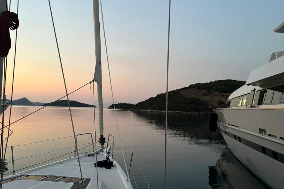 Exterior view of COOKIE, a Beneteau Oceanis 46.1 sailboat at Preveza, Greece
