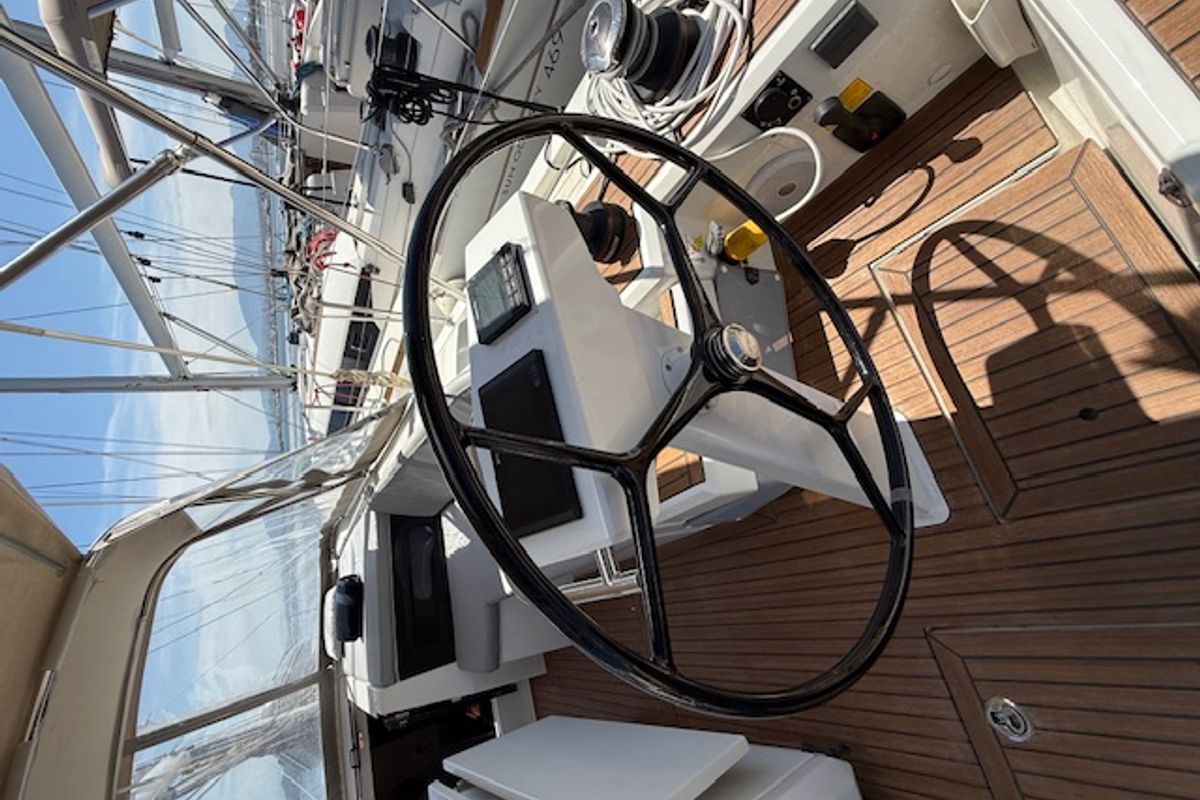 Cockpit of COOKIE, a Beneteau Oceanis 46.1 sailboat at Preveza, Greece