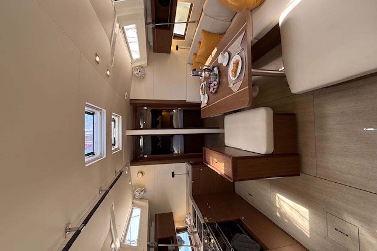 Salon of COOKIE, a Beneteau Oceanis 46.1 sailboat at Preveza, Greece