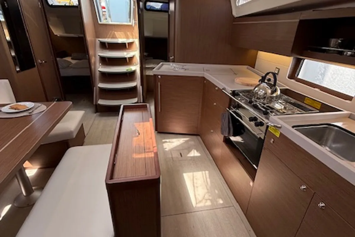 Galley of COOKIE, a Beneteau Oceanis 46.1 sailboat at Preveza, Greece