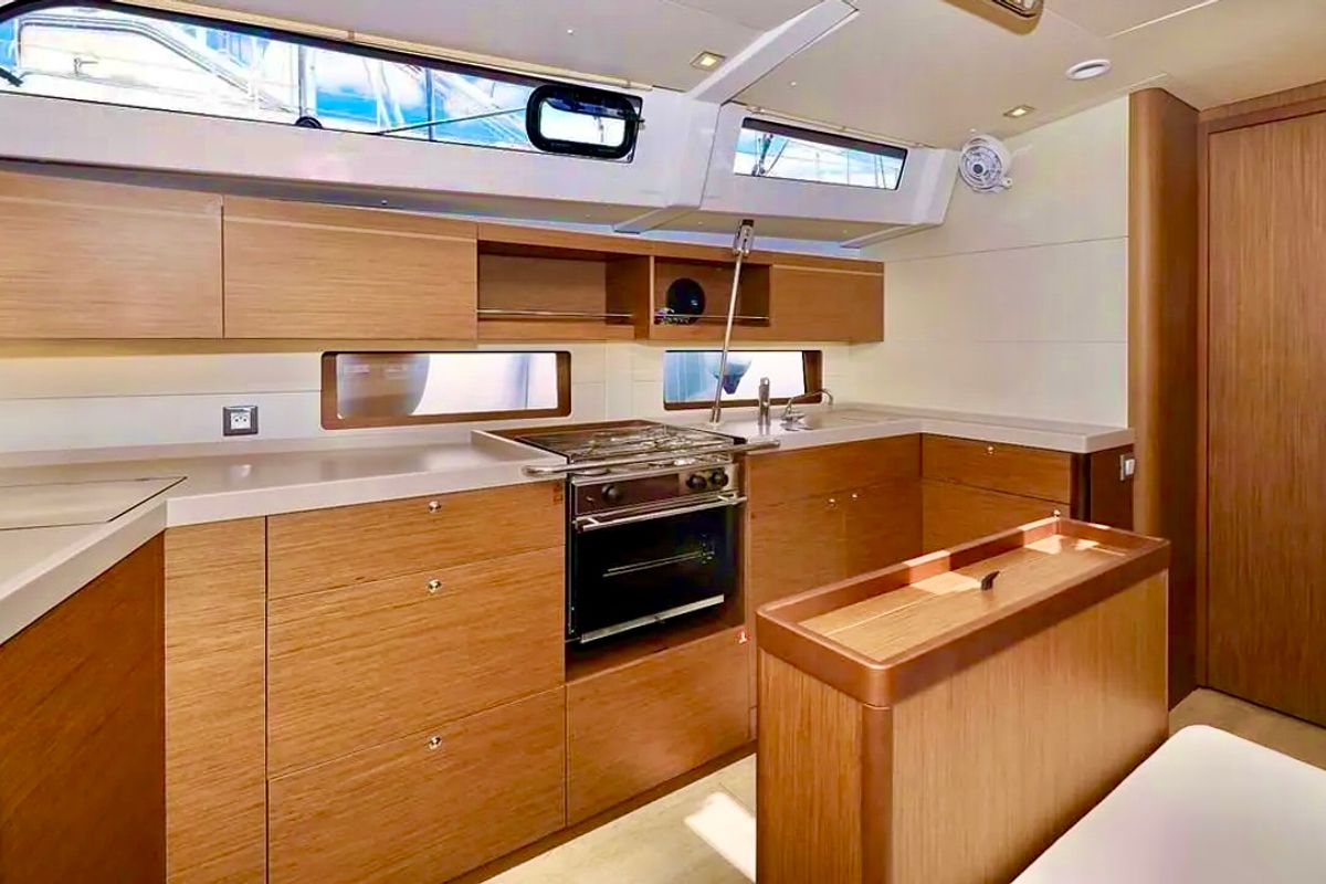 Galley of COOKIE, a Beneteau Oceanis 46.1 sailboat at Preveza, Greece