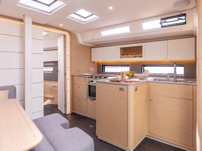 Galley of Bigi, a Dufour 41 sailboat at U Pàize/Carloforte, Italy