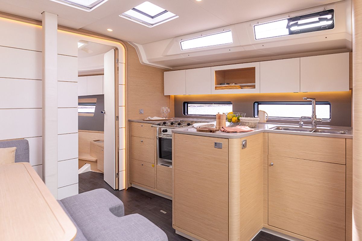 Galley of Bigi, a Dufour 41 sailboat at U Pàize/Carloforte, Italy