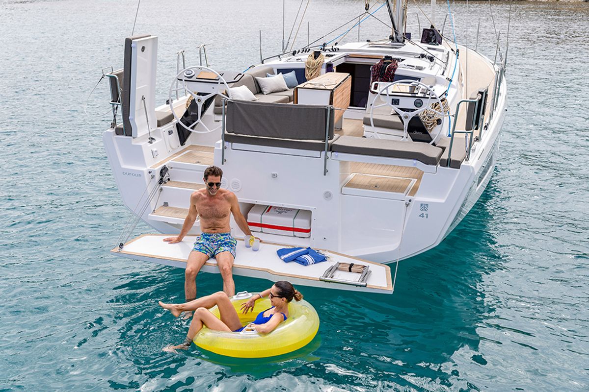 Exterior view of Bigi, a Dufour 41 sailboat at U Pàize/Carloforte, Italy