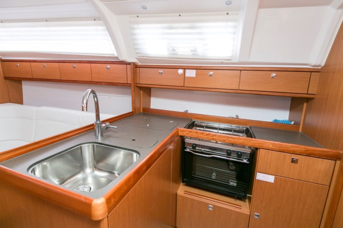 Deck of ALANI, a Bavaria Cruiser 37 sailboat at Trget, Croatia
