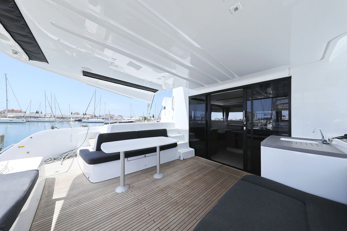 Deck of HIGH LIFE, a Lagoon 50 catamaran at Općina Sukošan, Croatia