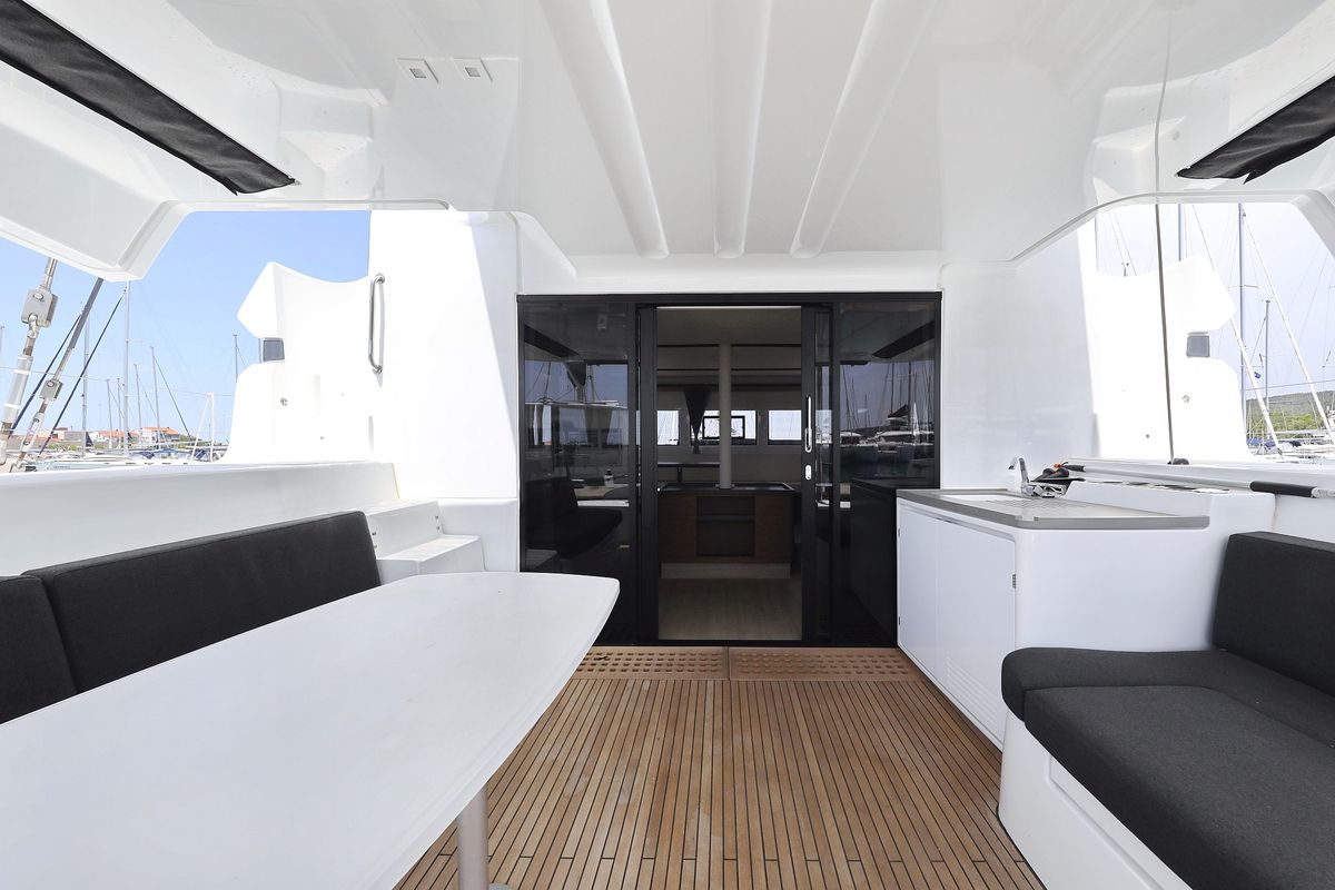 Deck of HIGH LIFE, a Lagoon 50 catamaran at Općina Sukošan, Croatia