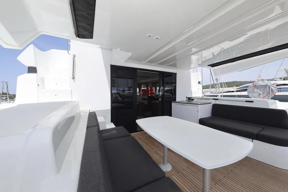 Deck of HIGH LIFE, a Lagoon 50 catamaran at Općina Sukošan, Croatia