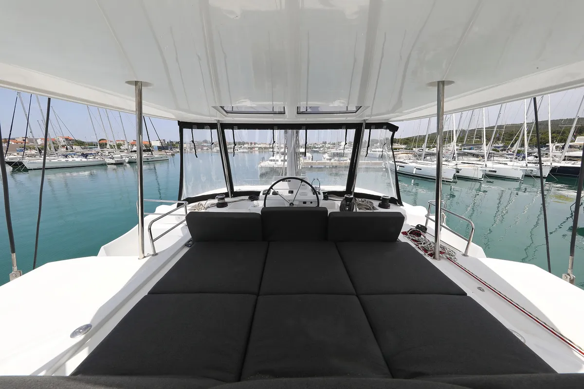Cockpit of HIGH LIFE, a Lagoon 50 catamaran at Općina Sukošan, Croatia