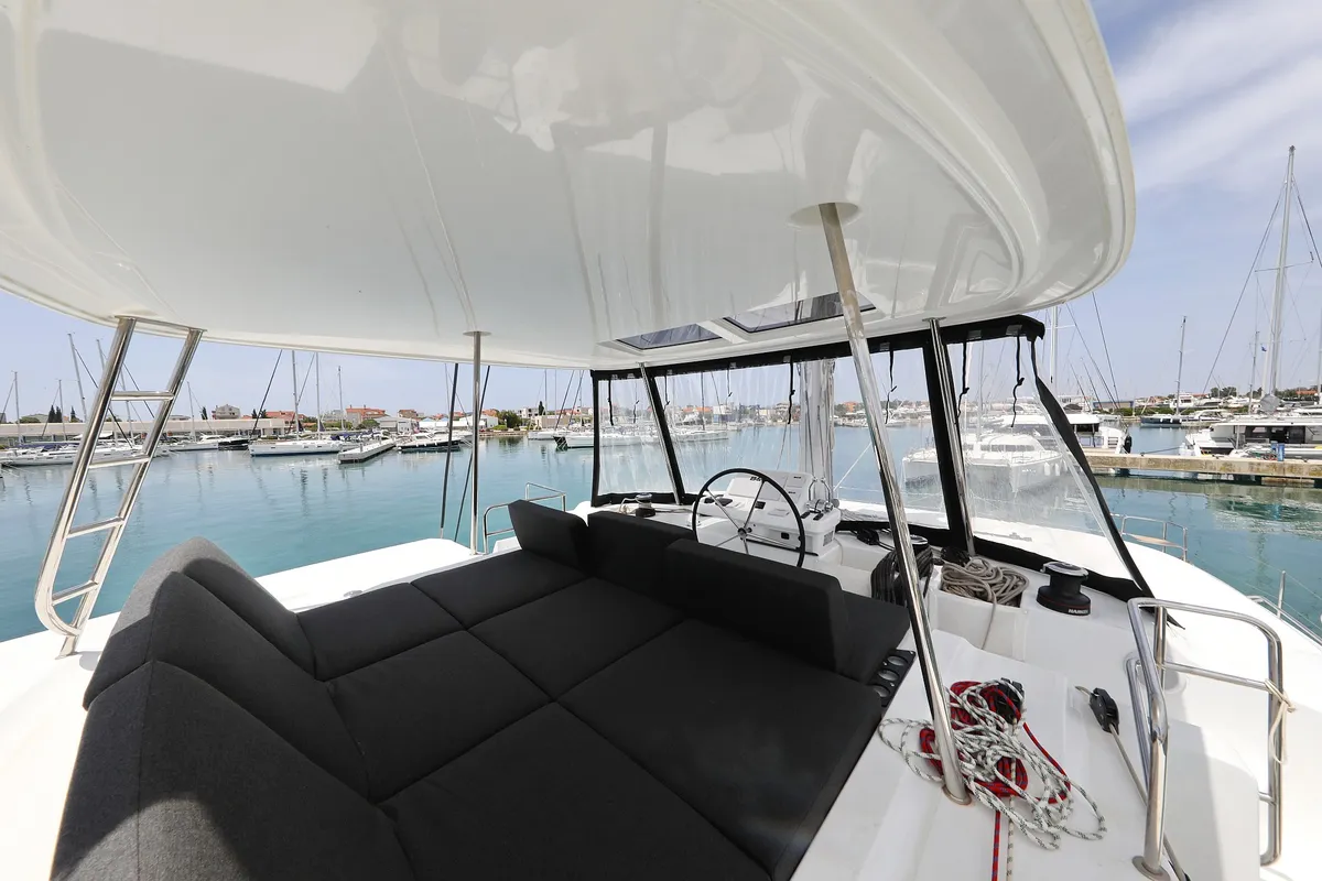Cockpit of HIGH LIFE, a Lagoon 50 catamaran at Općina Sukošan, Croatia