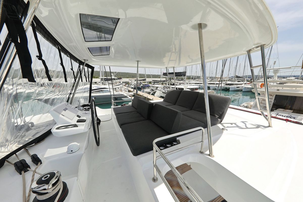 Cockpit of HIGH LIFE, a Lagoon 50 catamaran at Općina Sukošan, Croatia