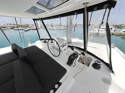 Cockpit of HIGH LIFE, a Lagoon 50 catamaran at Općina Sukošan, Croatia
