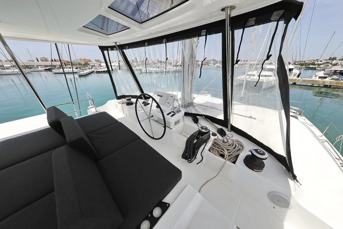 Cockpit of HIGH LIFE, a Lagoon 50 catamaran at Općina Sukošan, Croatia