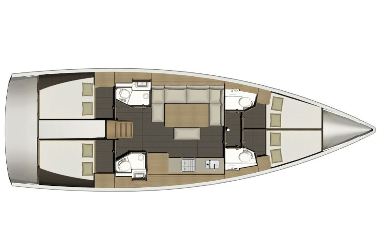 Floor plan of Wonder Planet, a Dufour 460 Grand Large sailboat at Tonnarella, Italy