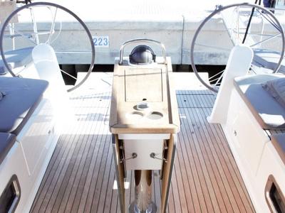Cockpit of Euphoria, a Bavaria Cruiser 51 sailboat at Castellammare di Stabia, Italy