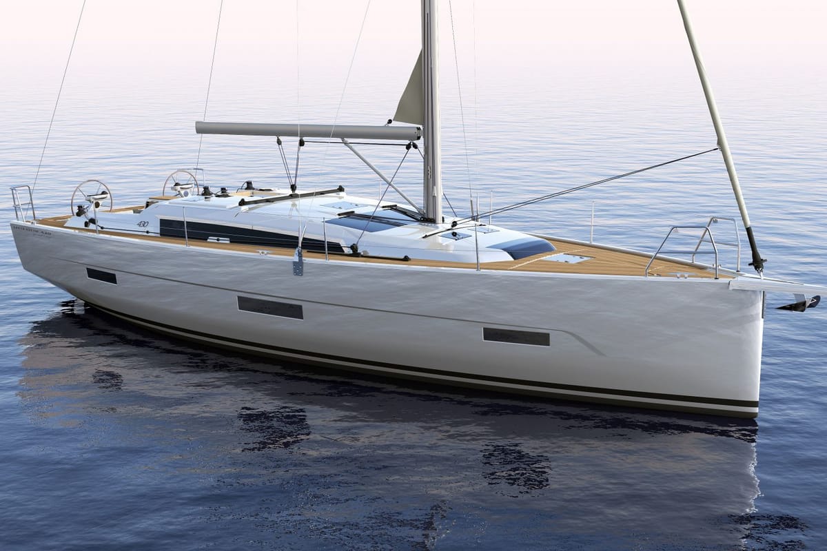Exterior view of Bloody Mary, a Dufour 430 sailboat at Milazzo, Italy
