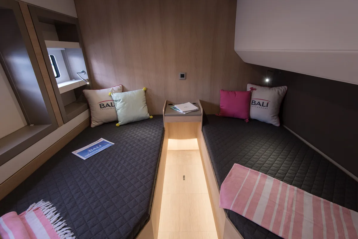 Cabin on Virginia, a Bali 5.4 catamaran at Olbia, Italy