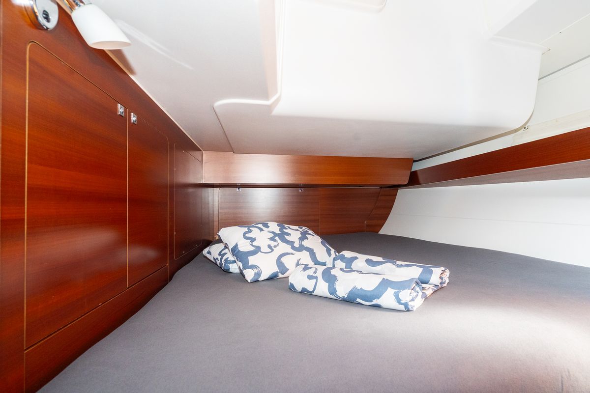 Cabin on Cygnus, a Dufour 460 Grand Large sailboat at Grad Pula, Croatia