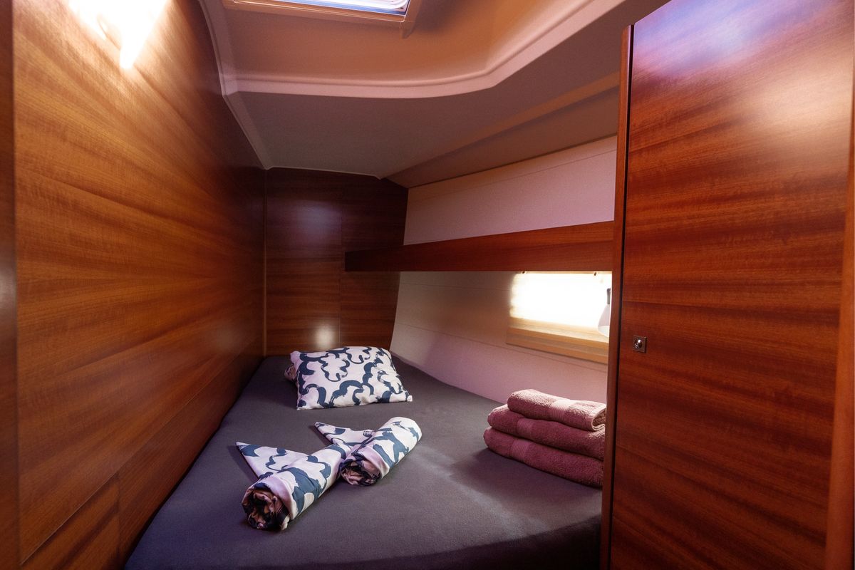 Cabin on Cygnus, a Dufour 460 Grand Large sailboat at Grad Pula, Croatia