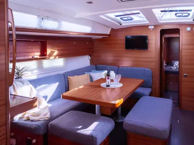 Salon of Cygnus, a Dufour 460 Grand Large sailboat at Grad Pula, Croatia