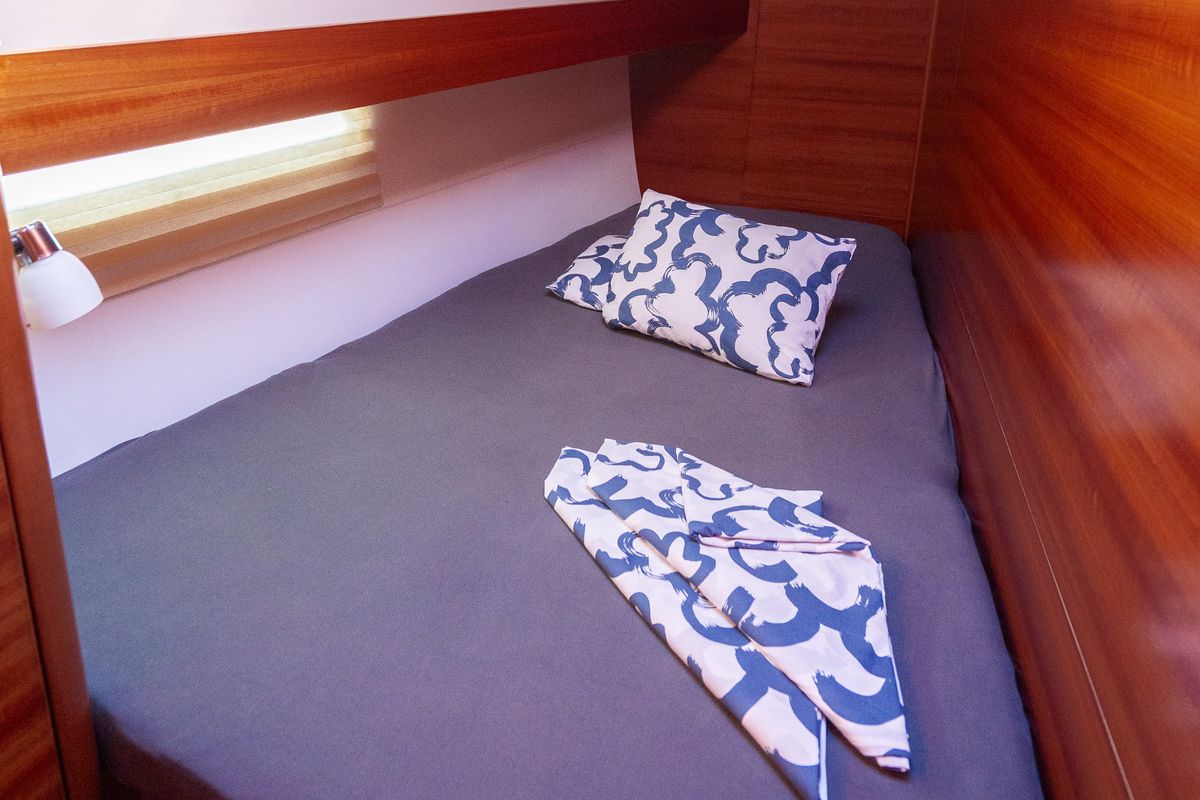 Cabin on Cygnus, a Dufour 460 Grand Large sailboat at Grad Pula, Croatia