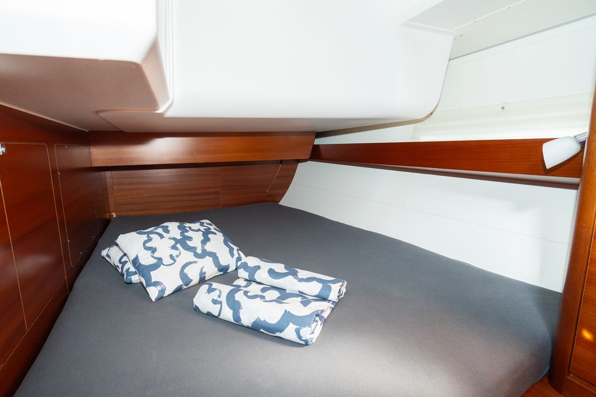 Cabin on Cygnus, a Dufour 460 Grand Large sailboat at Grad Pula, Croatia