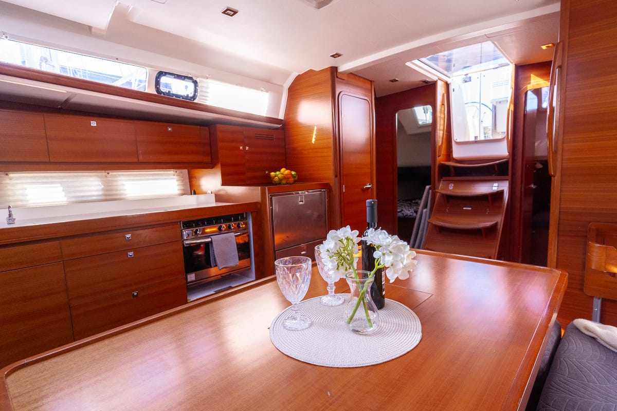 Galley of Cygnus, a Dufour 460 Grand Large sailboat at Grad Pula, Croatia