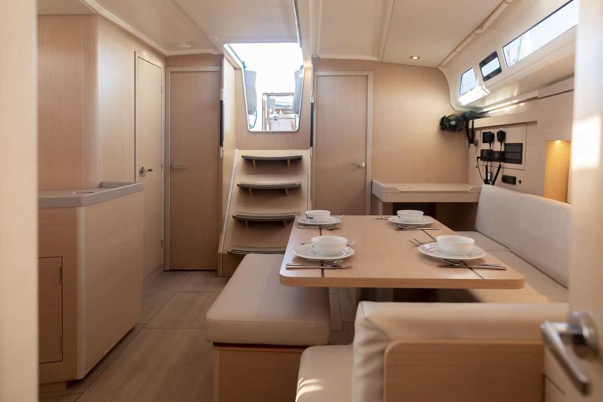 Salon of Kos 40.8, a Beneteau Oceanis 40.1 sailboat at Athens, Greece