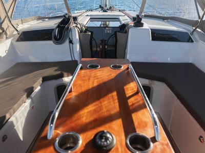 Cockpit of Kos 40.8, a Beneteau Oceanis 40.1 sailboat at Athens, Greece
