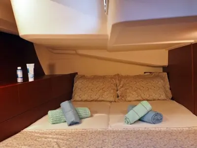 Cabin on Aktea, a Hanse Yachts Hanse 508 sailboat at Lavreotiki Municipal Unit, Greece