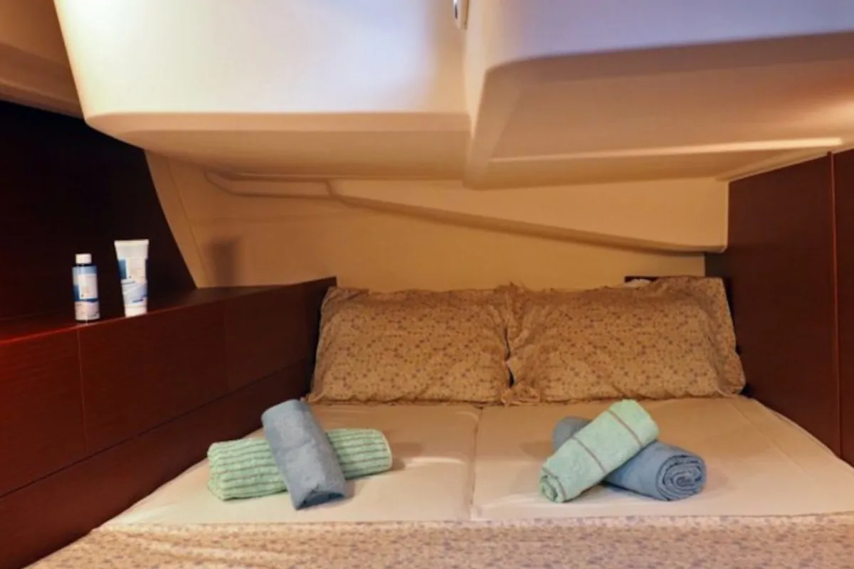 Cabin on Aktea, a Hanse Yachts Hanse 508 sailboat at Lavreotiki Municipal Unit, Greece