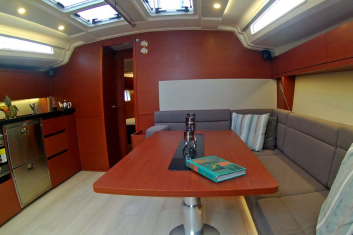 Salon of Aktea, a Hanse Yachts Hanse 508 sailboat at Lavreotiki Municipal Unit, Greece