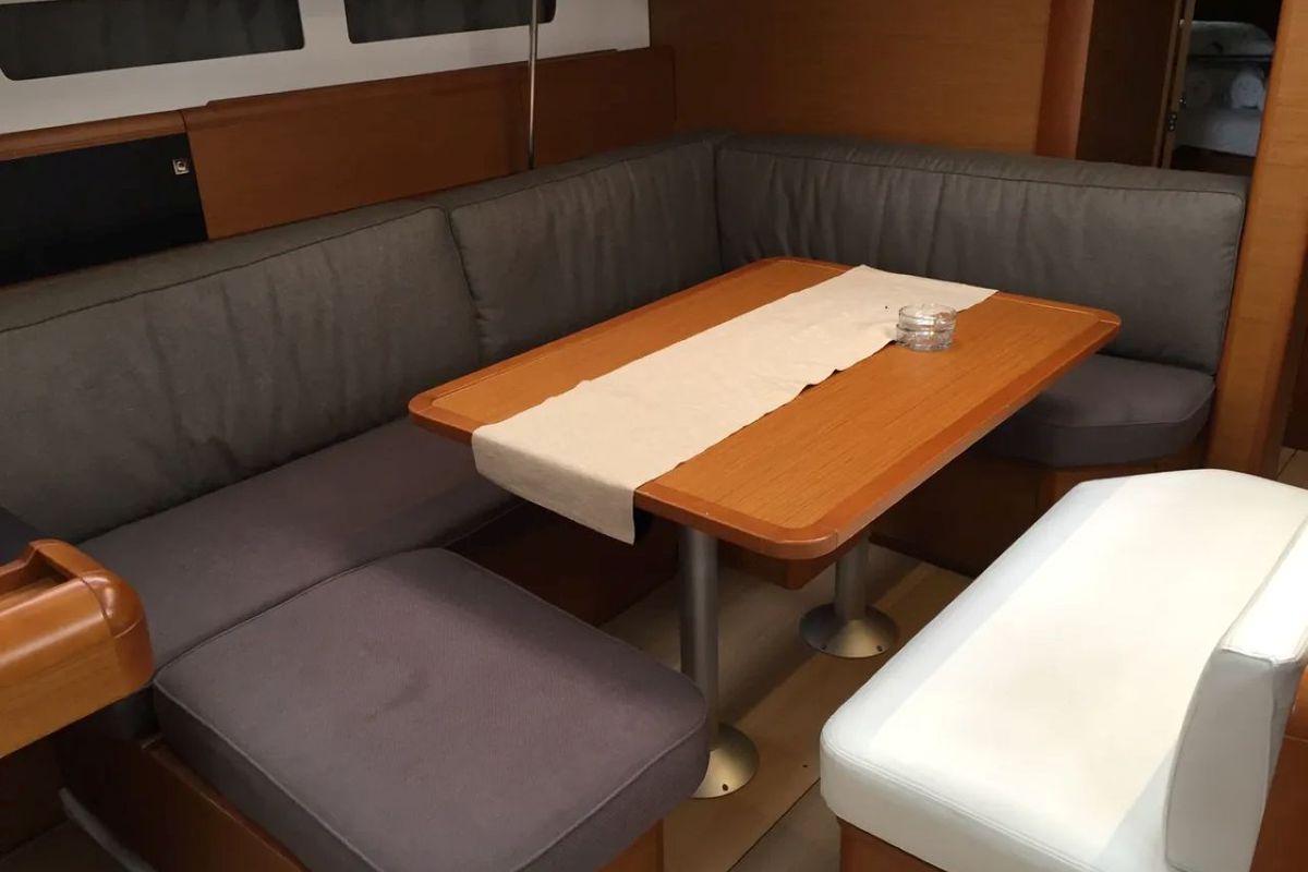 Salon of Malin II, a Jeanneau Sun Odyssey 479 sailboat at Seget Donji, Croatia