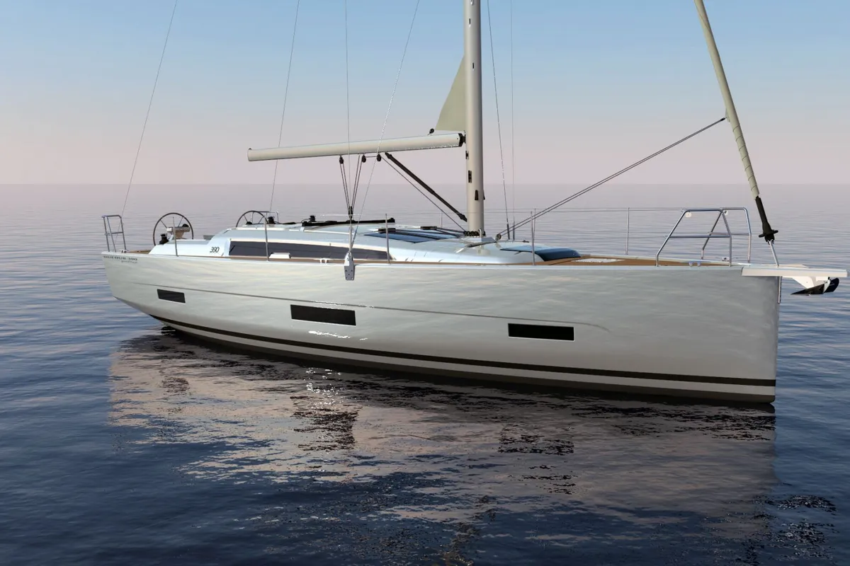 Exterior view of Maestro, a Dufour 390 GL sailboat at Municipal Unit of Apollonioi, Greece