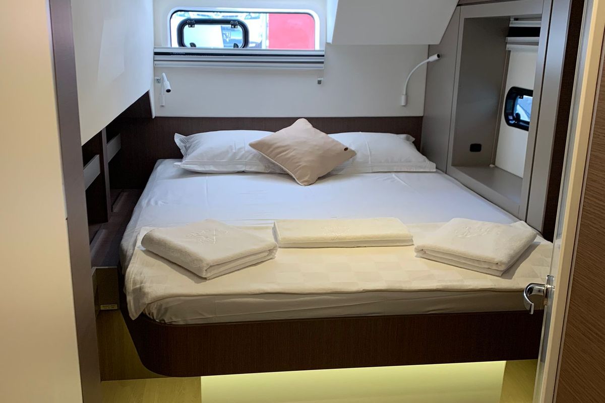 Cabin on Ani Yasa, a Bali 4.6 catamaran at Fethiye, Turkey