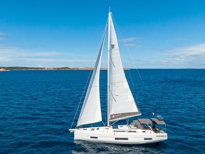 Cockpit of Dione, a Dufour 470 sailboat at Cannigione, Italy