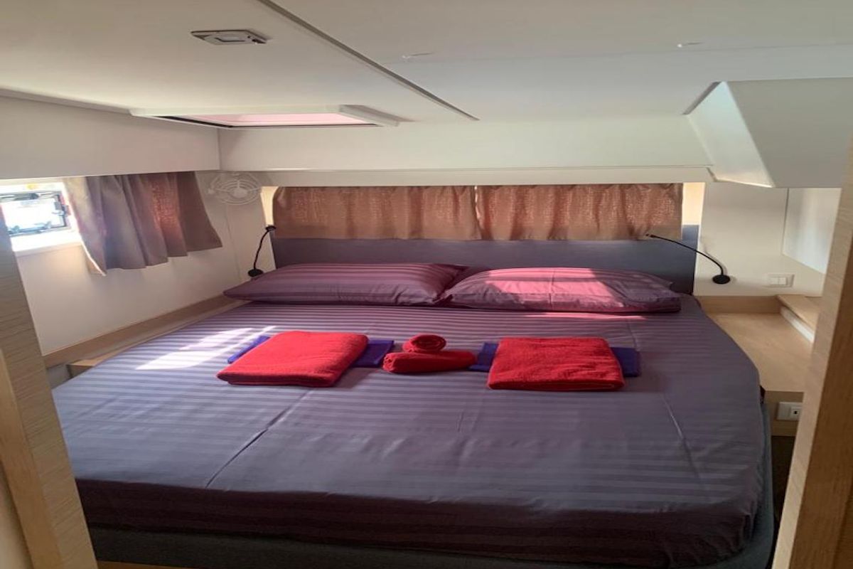 Cabin on Shavasan, a Fountaine Pajot Elba 45 catamaran at Mai Khao, Thailand