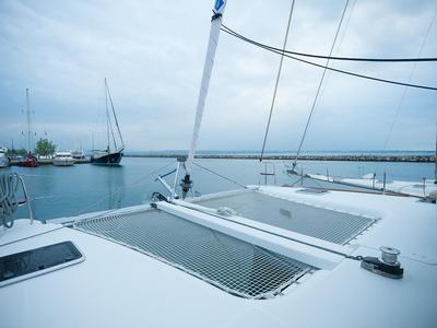 Deck of Lady Dom, a Lagoon 400 S2 catamaran at Sithonia Municipal Unit, Greece