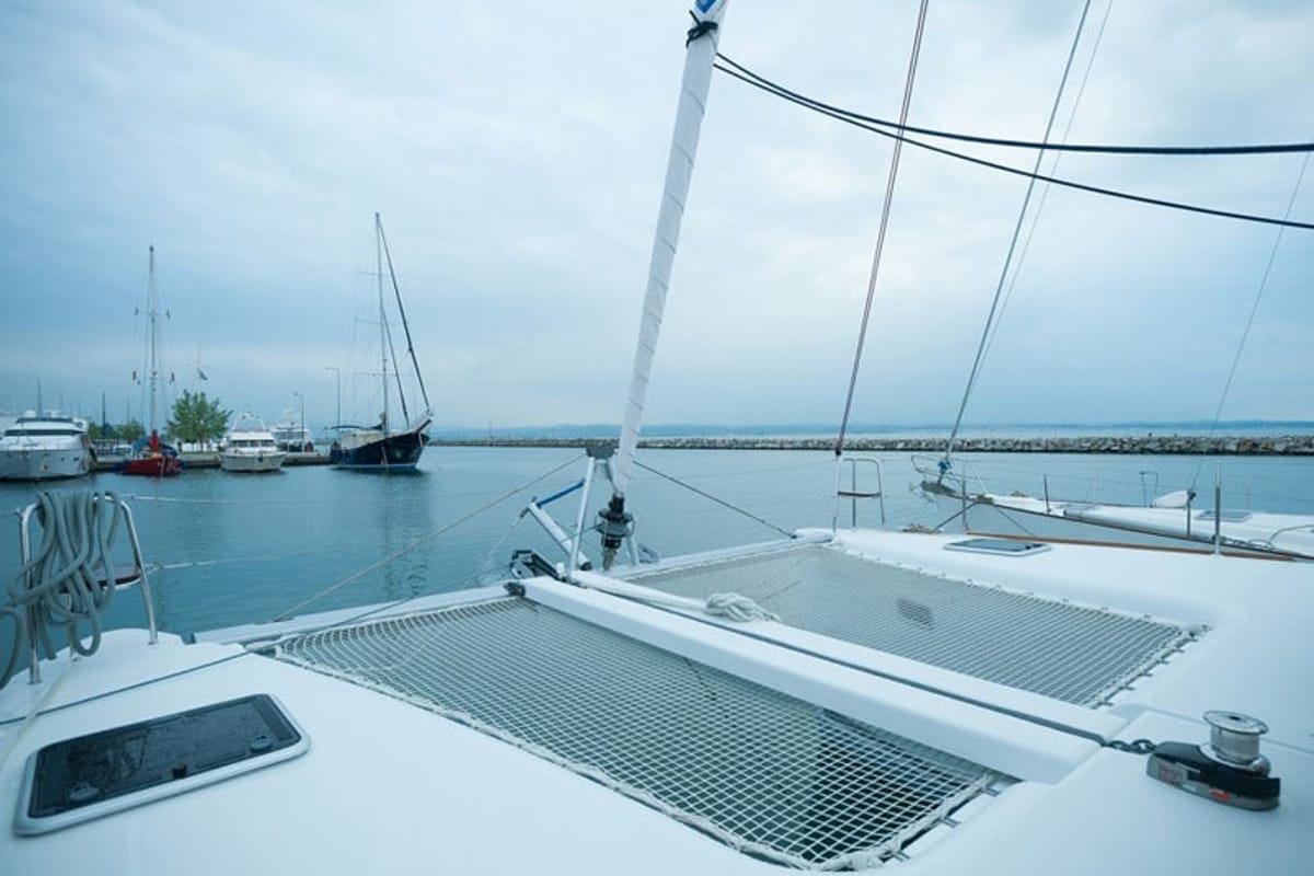 Lady Dom, a Lagoon 400 S2 catamaran at Sithonia Municipal Unit, Greece