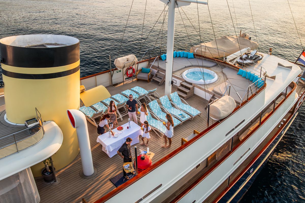 Deck of Casablanca, a Gulet Motoryacht yacht at Grad Trogir, Croatia