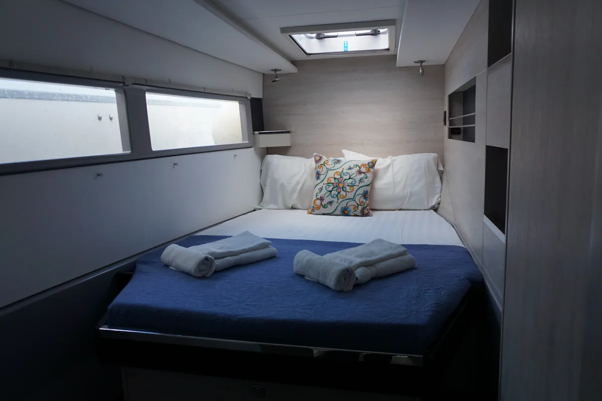 Cabin on Marina, a Leopard 45 catamaran at Athens, Greece