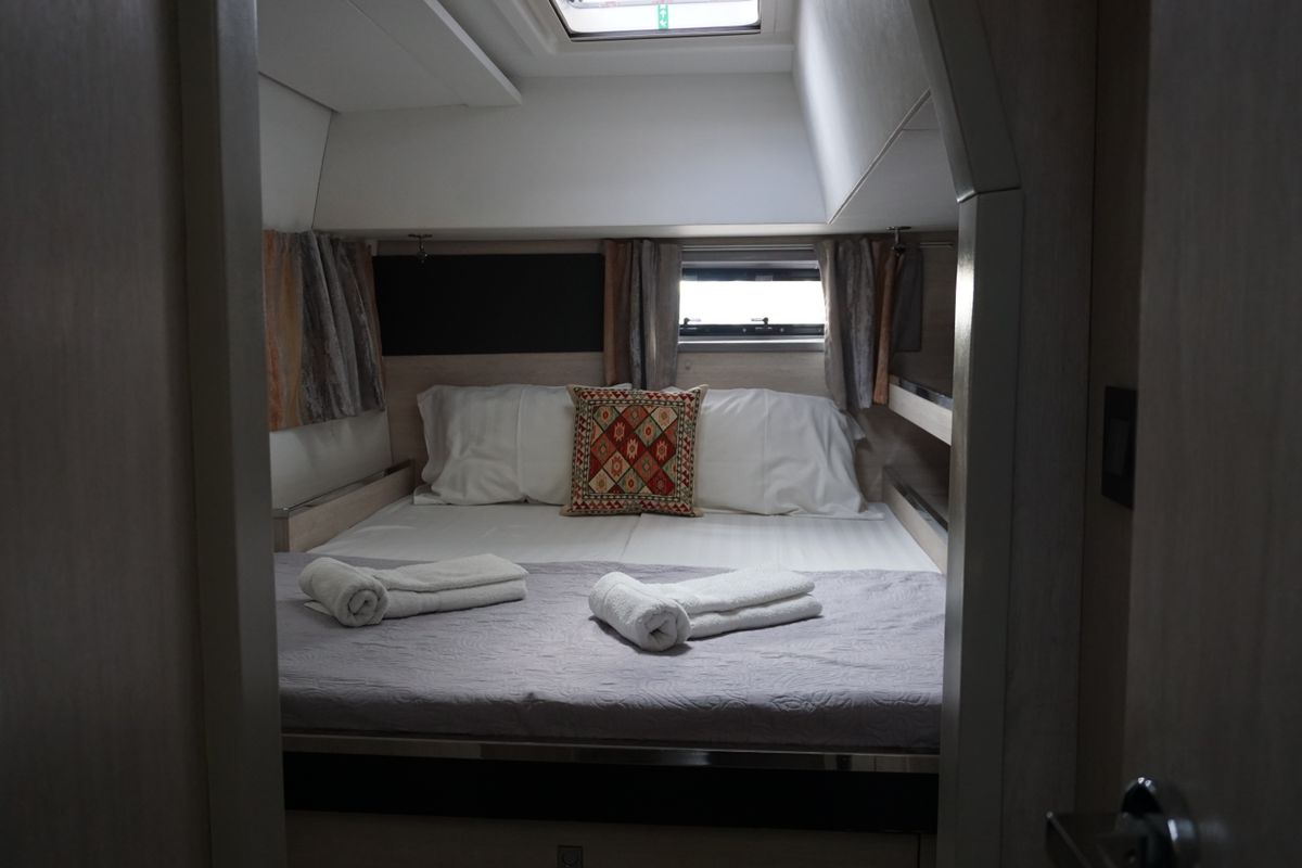 Cabin on Marina, a Leopard 45 catamaran at Athens, Greece