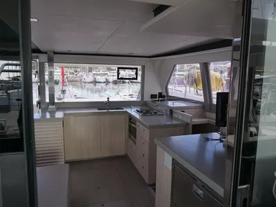 Galley of Marina, a Leopard 45 catamaran at Athens, Greece