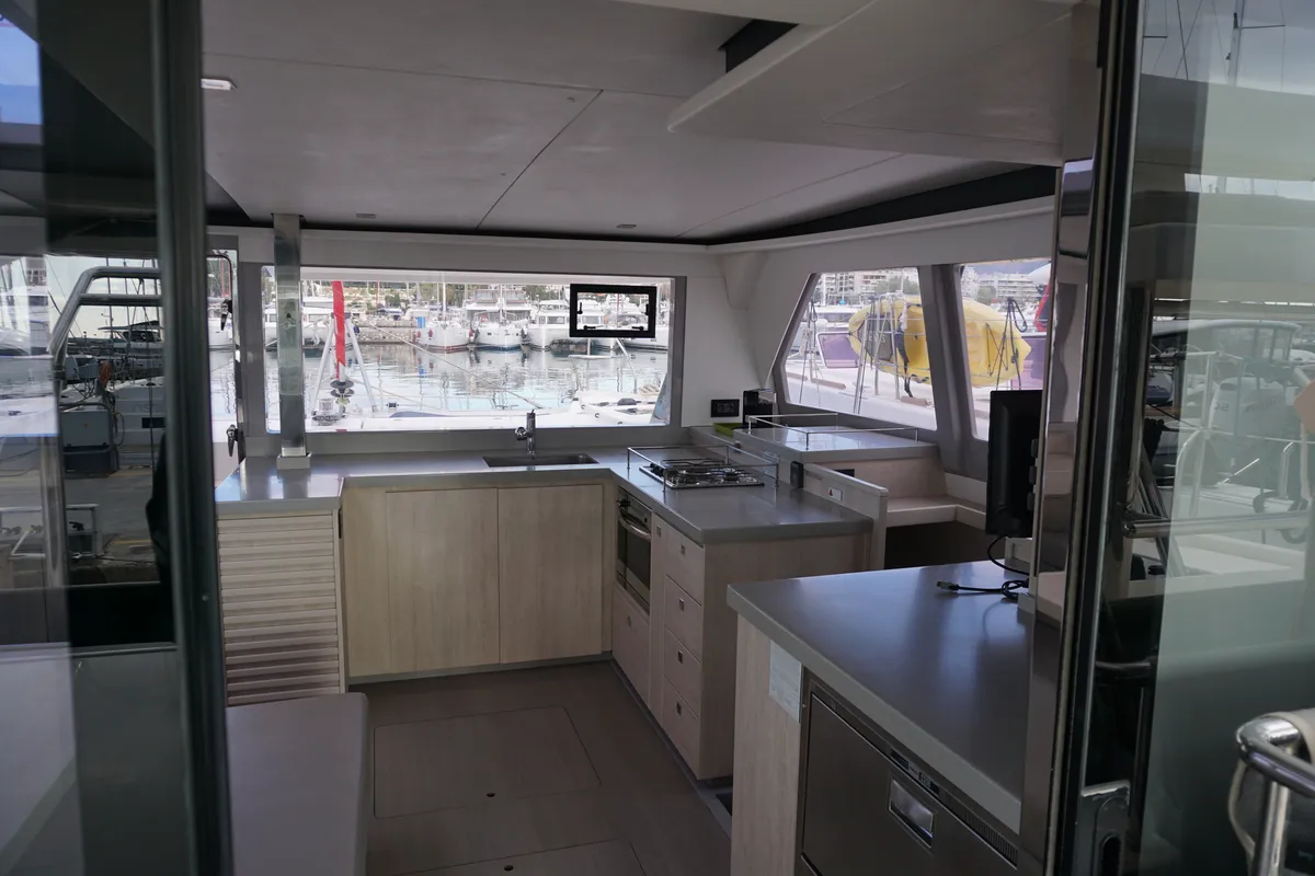 Galley of Marina, a Leopard 45 catamaran at Athens, Greece