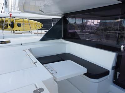 Deck of Marina, a Leopard 45 catamaran at Athens, Greece