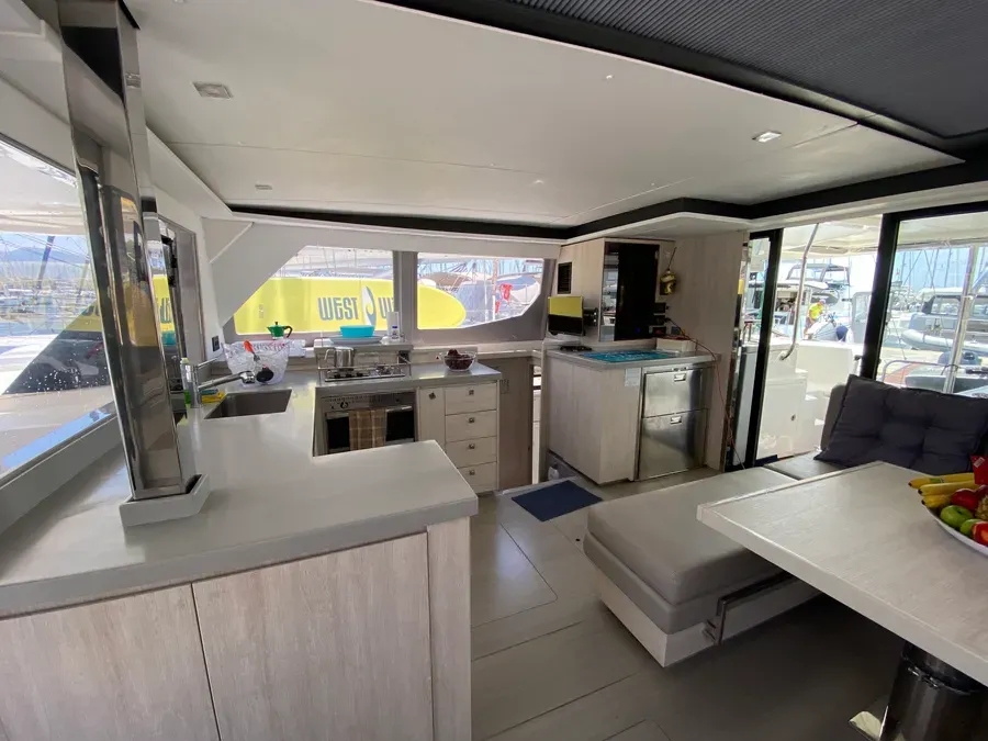 Galley of Marina, a Leopard 45 catamaran at Athens, Greece