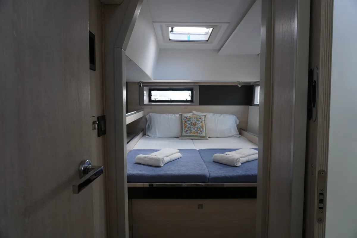Cabin on Marina, a Leopard 45 catamaran at Athens, Greece